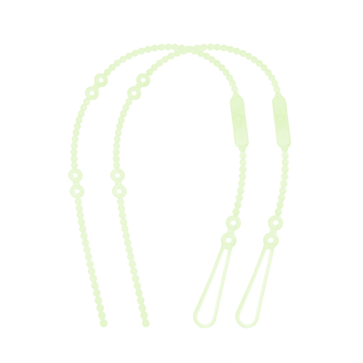 Olababy light green adjustable silicone pacifier and toy strap.
