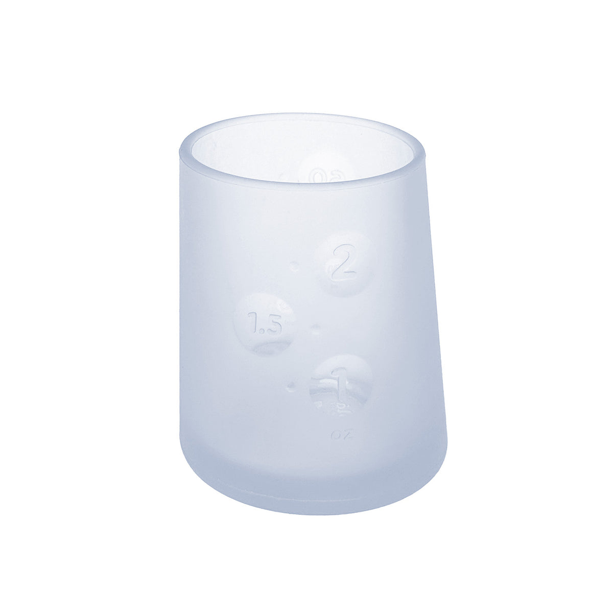 Olababy 2oz clear silicone open training cup with precise measurement lines for infant self feeding milestones