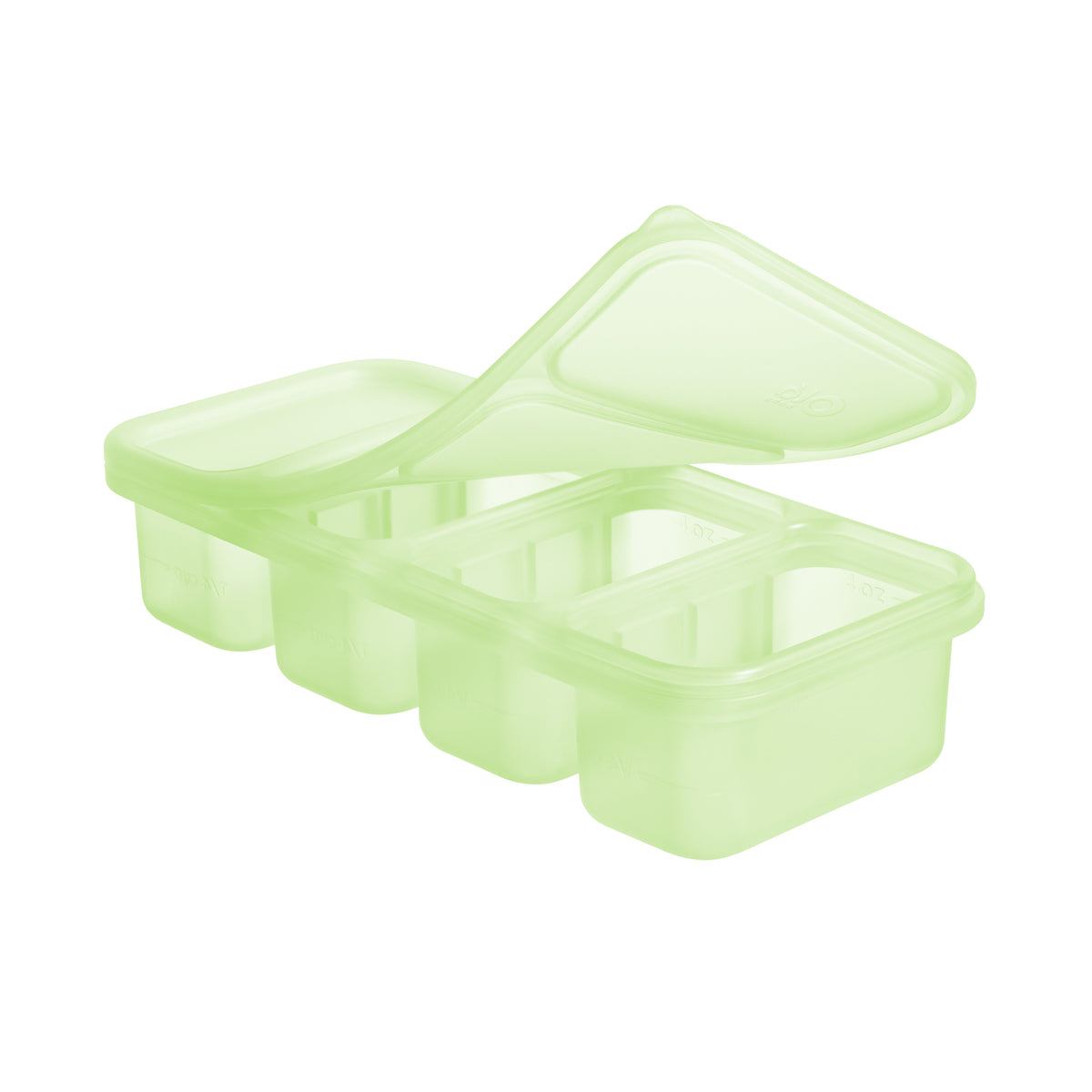 Olababy 1/2 cup lime green silicone baby food freezer tray for baby puree and breast milk storage.