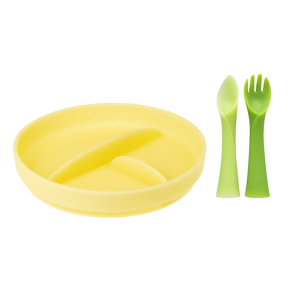Suction Plate with Fork + Spoon Bundle for Independent Feeding - Olababy