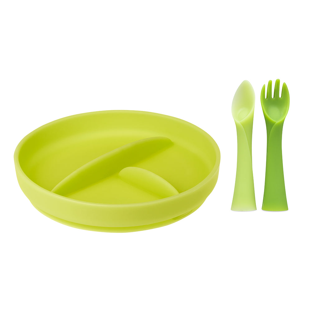 Suction Plate with Fork + Spoon Bundle for Independent Feeding - Olababy